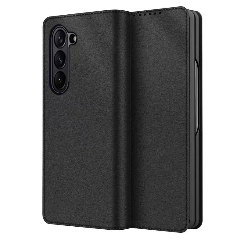 Ekte Lærveske Samsung Galaxy Z Fold 5 Svart