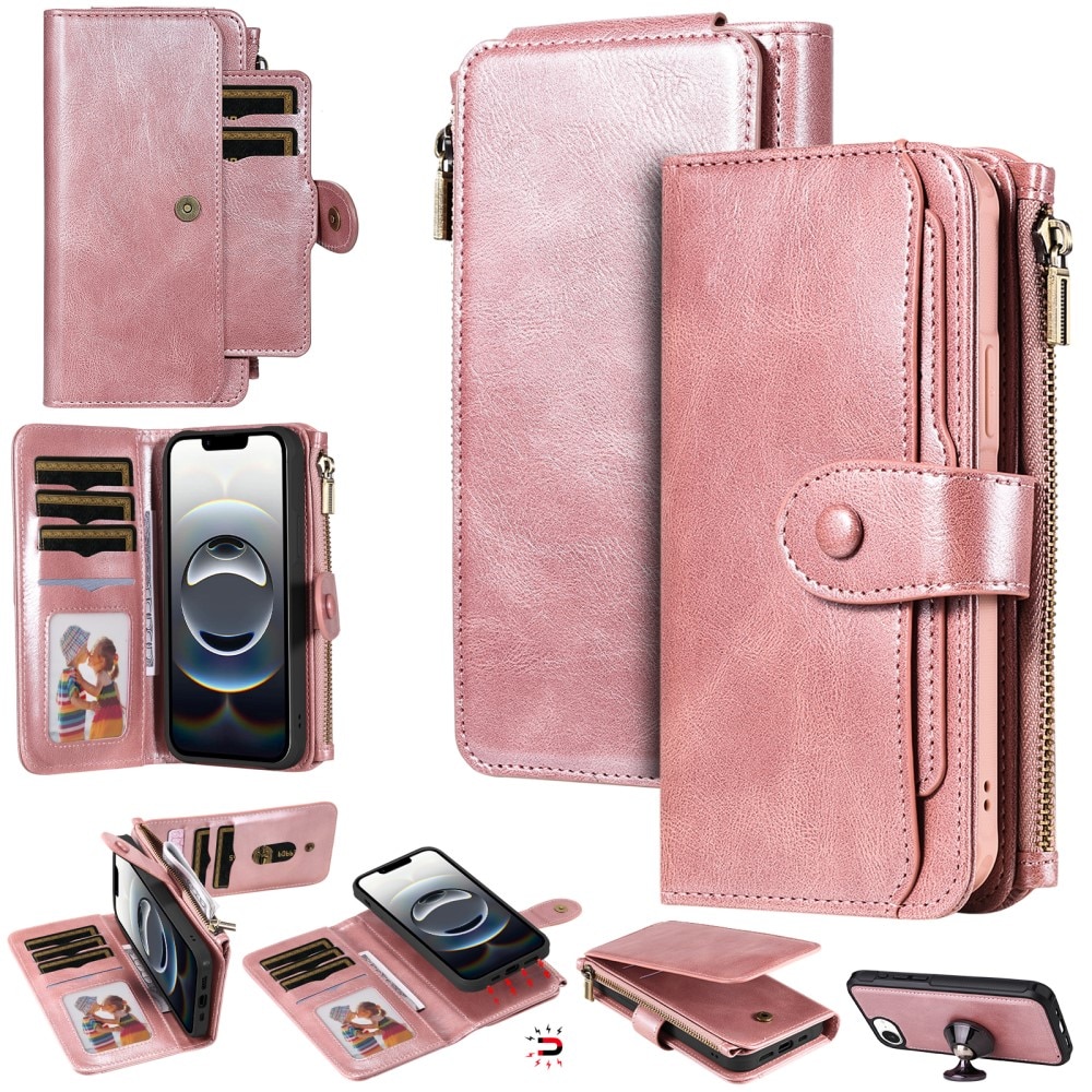 Magnet Leather Multi-Wallet iPhone 16e Rosa