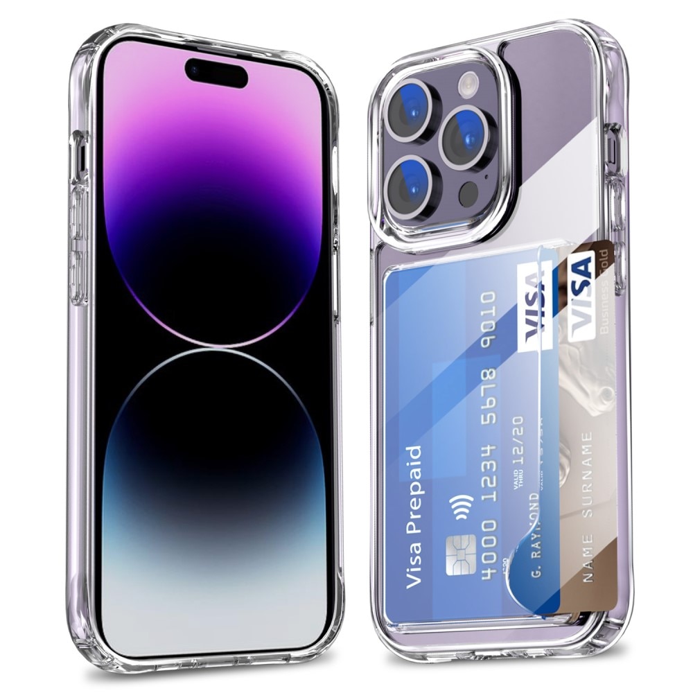 Hybriddeksel Kortholder iPhone 14 Pro Gjennomsiktig