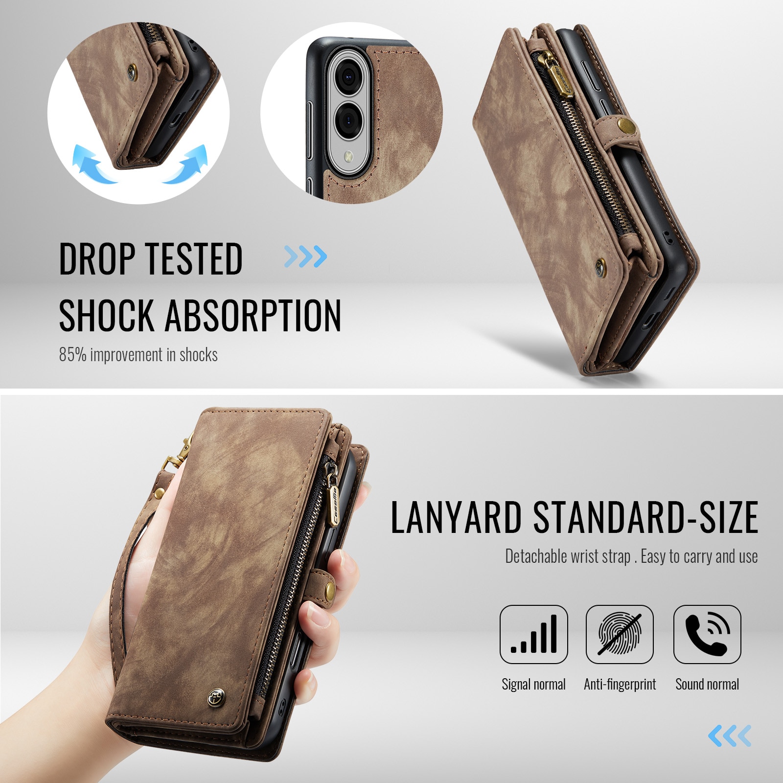 Multi-slot Lommeboksetui Samsung Galaxy S25 Edge Brun