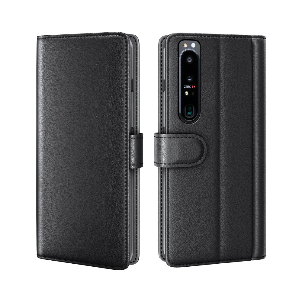 Ekte Lærveske Sony Xperia 1 IV Svart