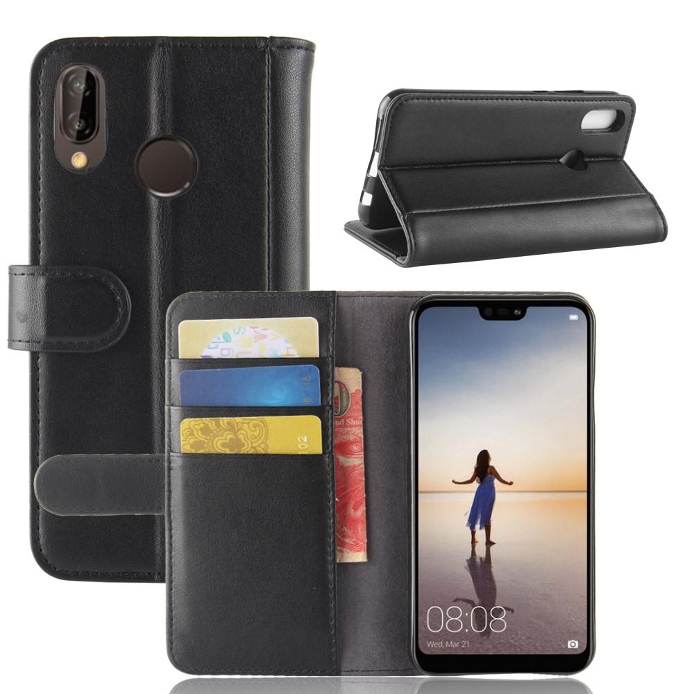 Ekte Lærveske Huawei P20 Lite Svart