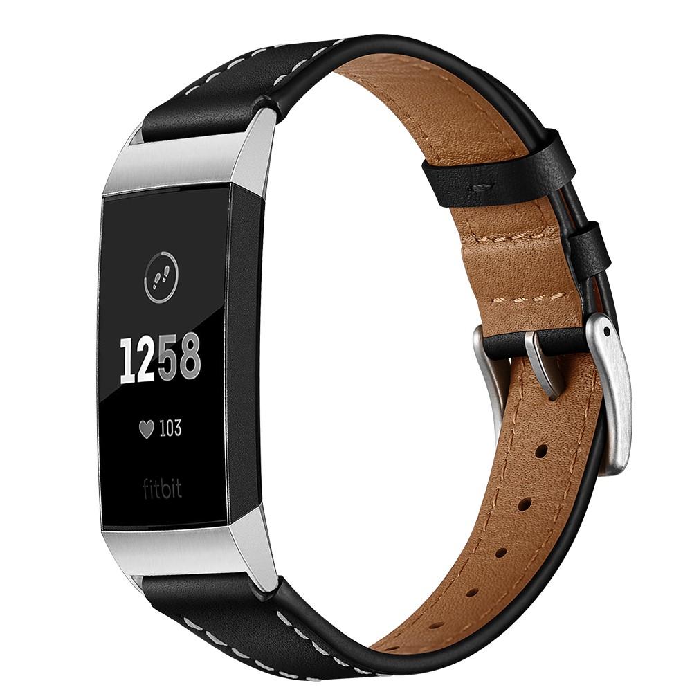 Fitbit Charge 3/Charge 4 Reim Lær Svart